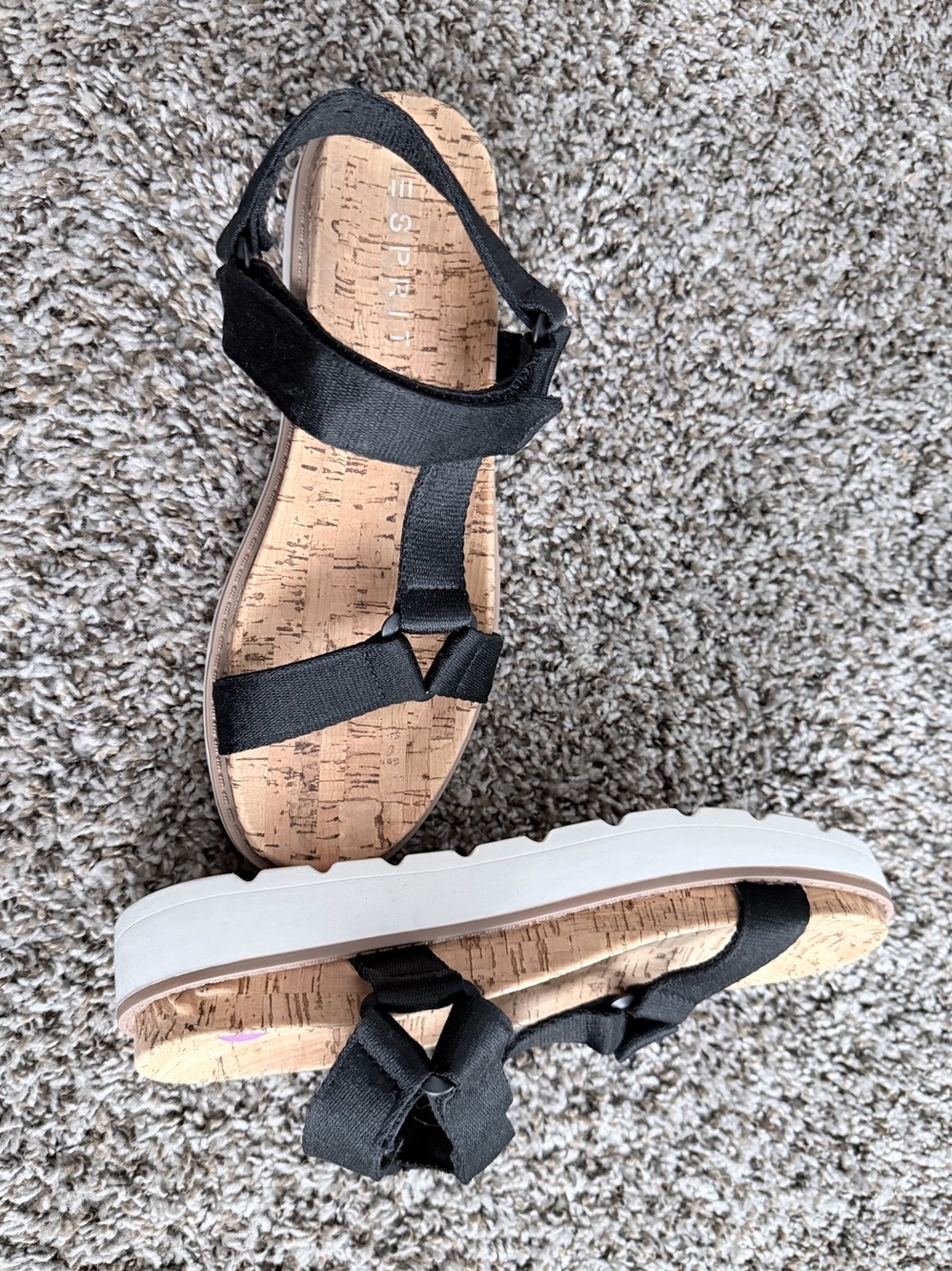Esprit Black Cork-Style Platform Sandals